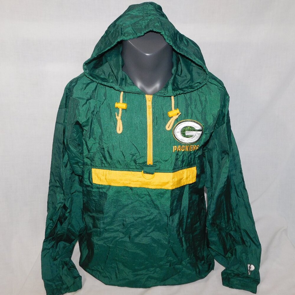 VTG Pro Player Green Bay Packers Packable Pullover Jacket Windbreaker Men S